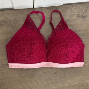 Knix Vibrant Red and Pink Lace Bra - L - 36A-C